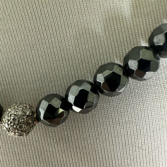 Vintage Faceted Black Diamond And Pave Set White Diamond Center Necklace - Picture 10 of 10